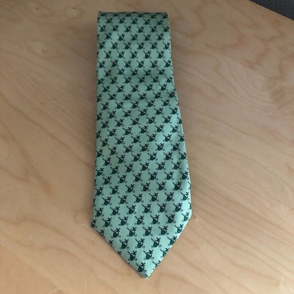Vintage Vines Custom Collection Men's Silk Tie - Lime Green Hockey Sticks NEW - Picture 2 of 7